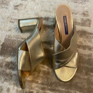 Silver/Gold tone Stuart Weitzman Heeled Mules